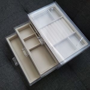 Storage & Organization - NEW acrylic jewelry box, tan velvet/clear Storage & Organization - NEW acrylic jewelry box, tan velvet/clear